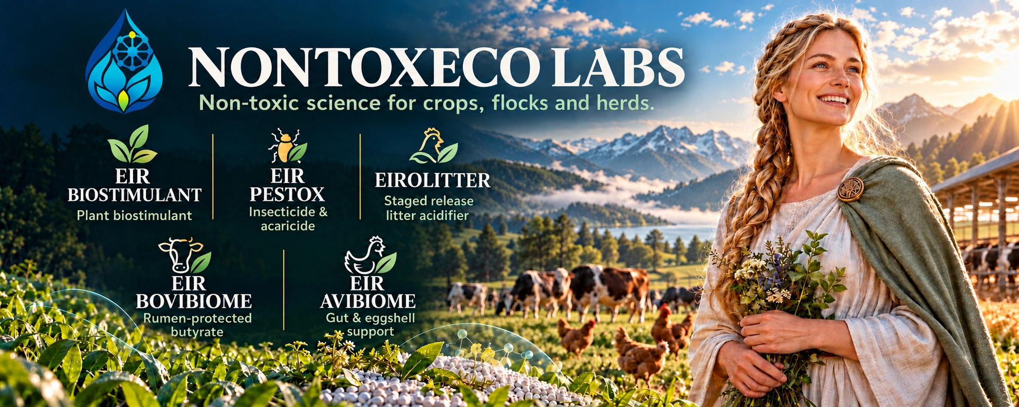 The five NONTOXECO LABS agricultural formulations